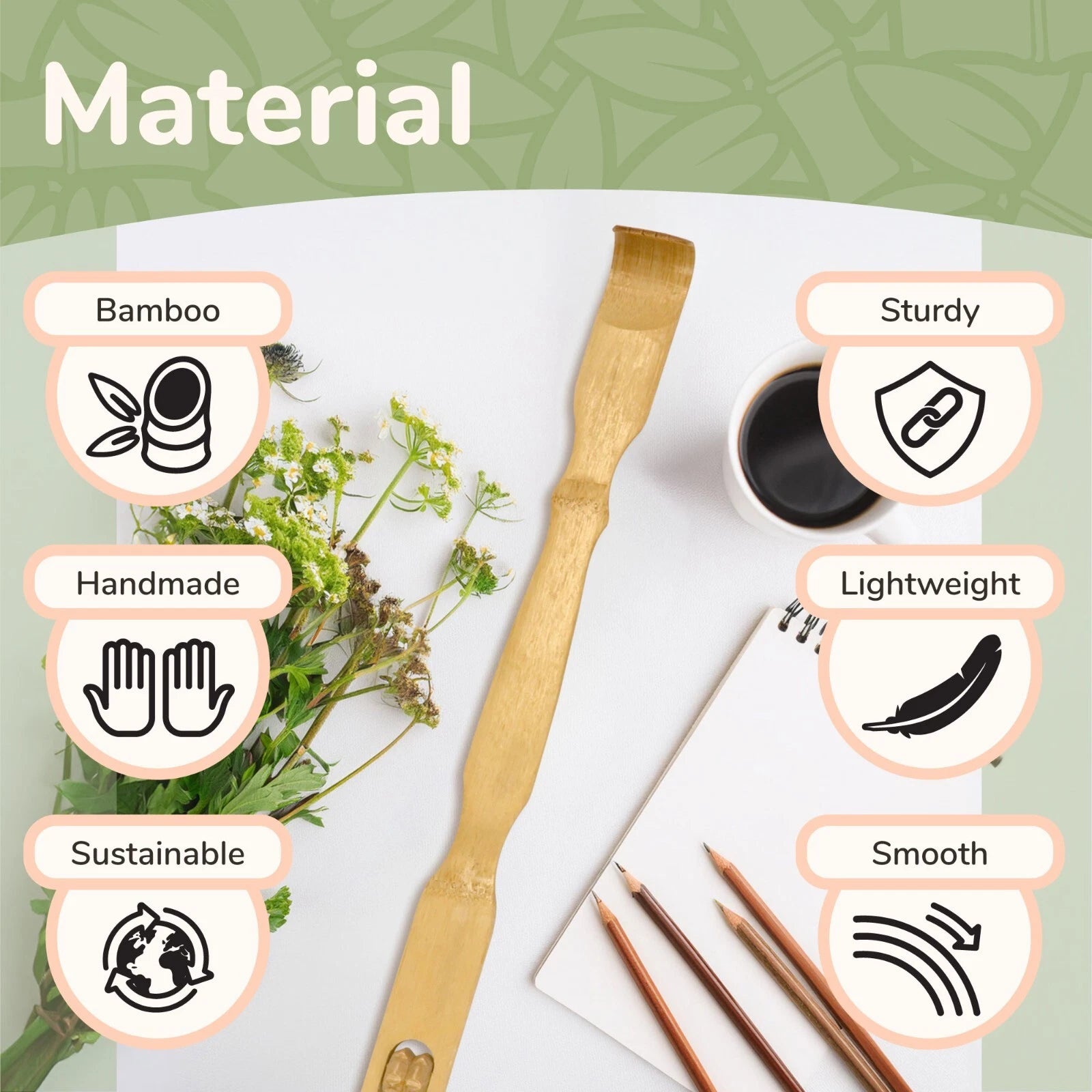 Bamboo Backscatcher with Massage Roller Handle + Shoe Horn Bamboo Minnesota