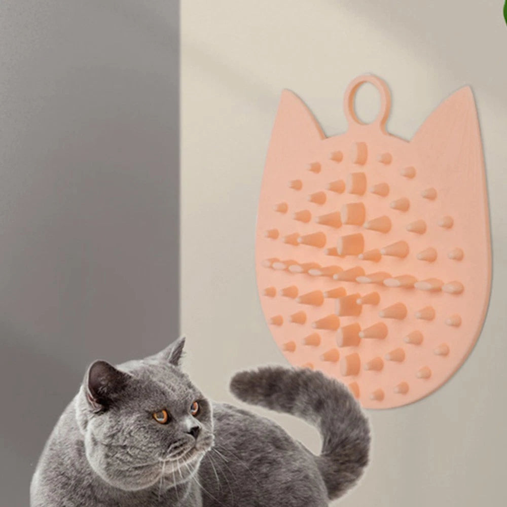 1Pc Silicone Pet Massaging Comb Cat Scratching Board Practical Pet Supply Pink