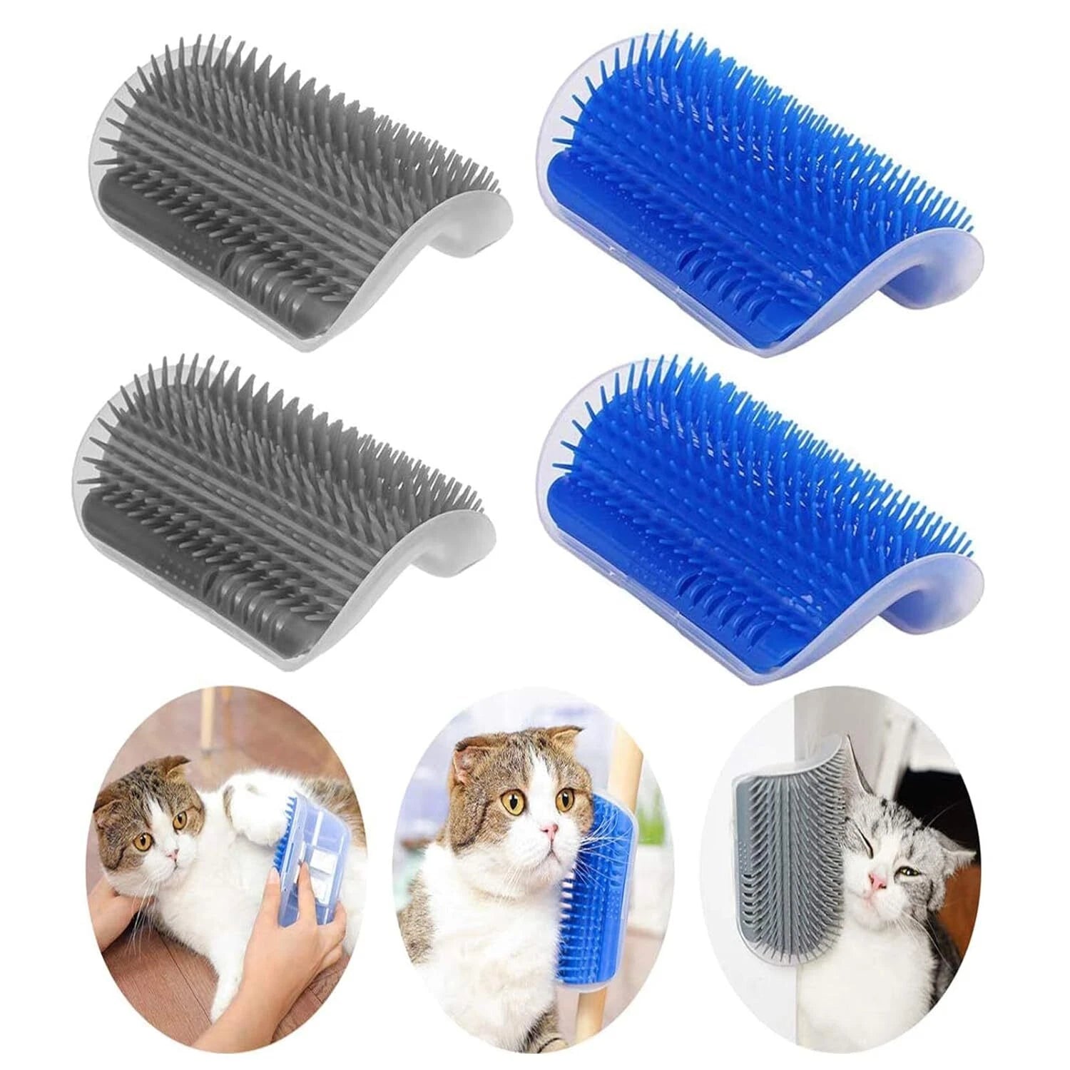 2×Cat Self Groomer with Catnip Wall Corner Massage Comb Scratcher Grooming Brush