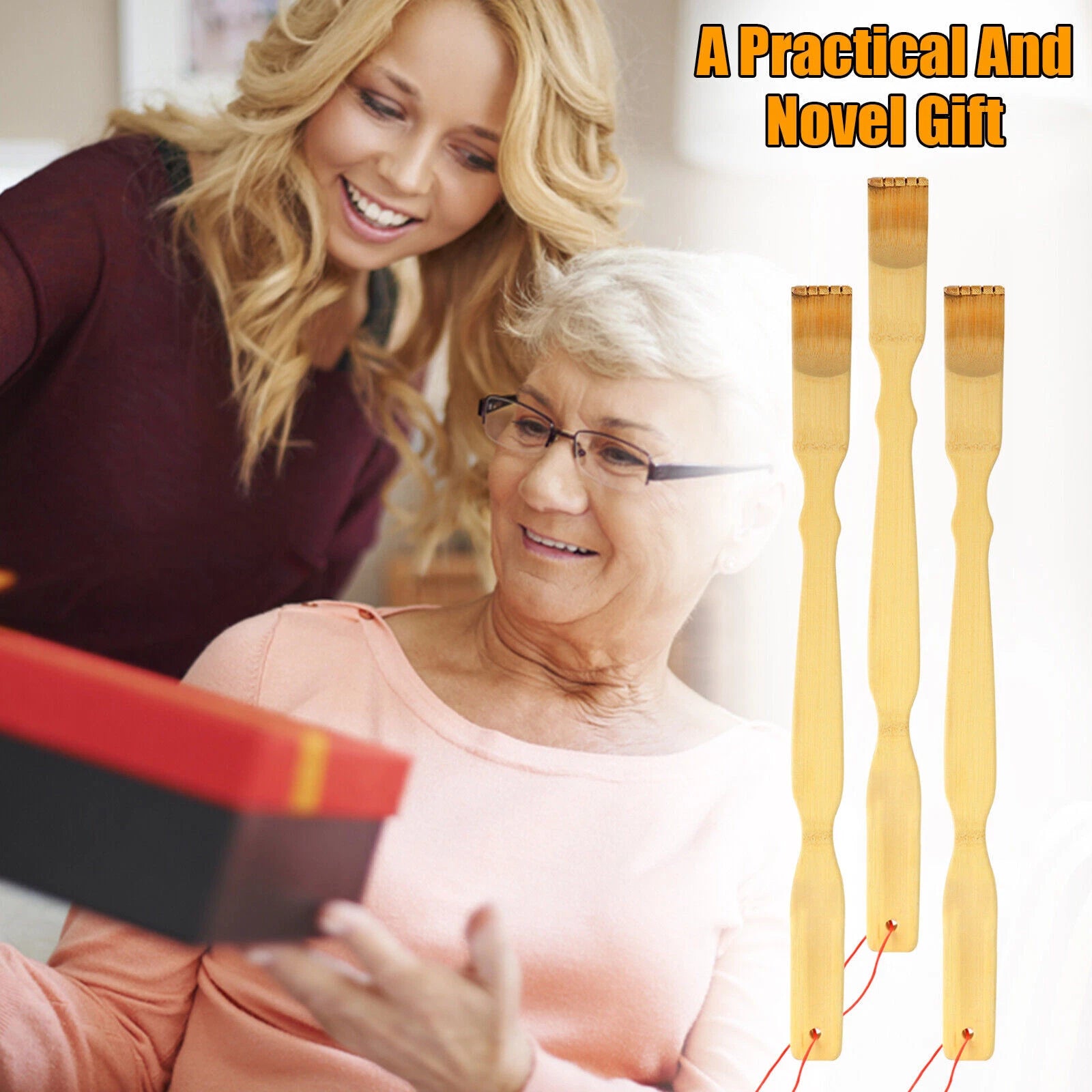 1-5X Back Scratcher Telescopic Back Scratching Hand Scratching Aid Bamboo Scratch Massage'--