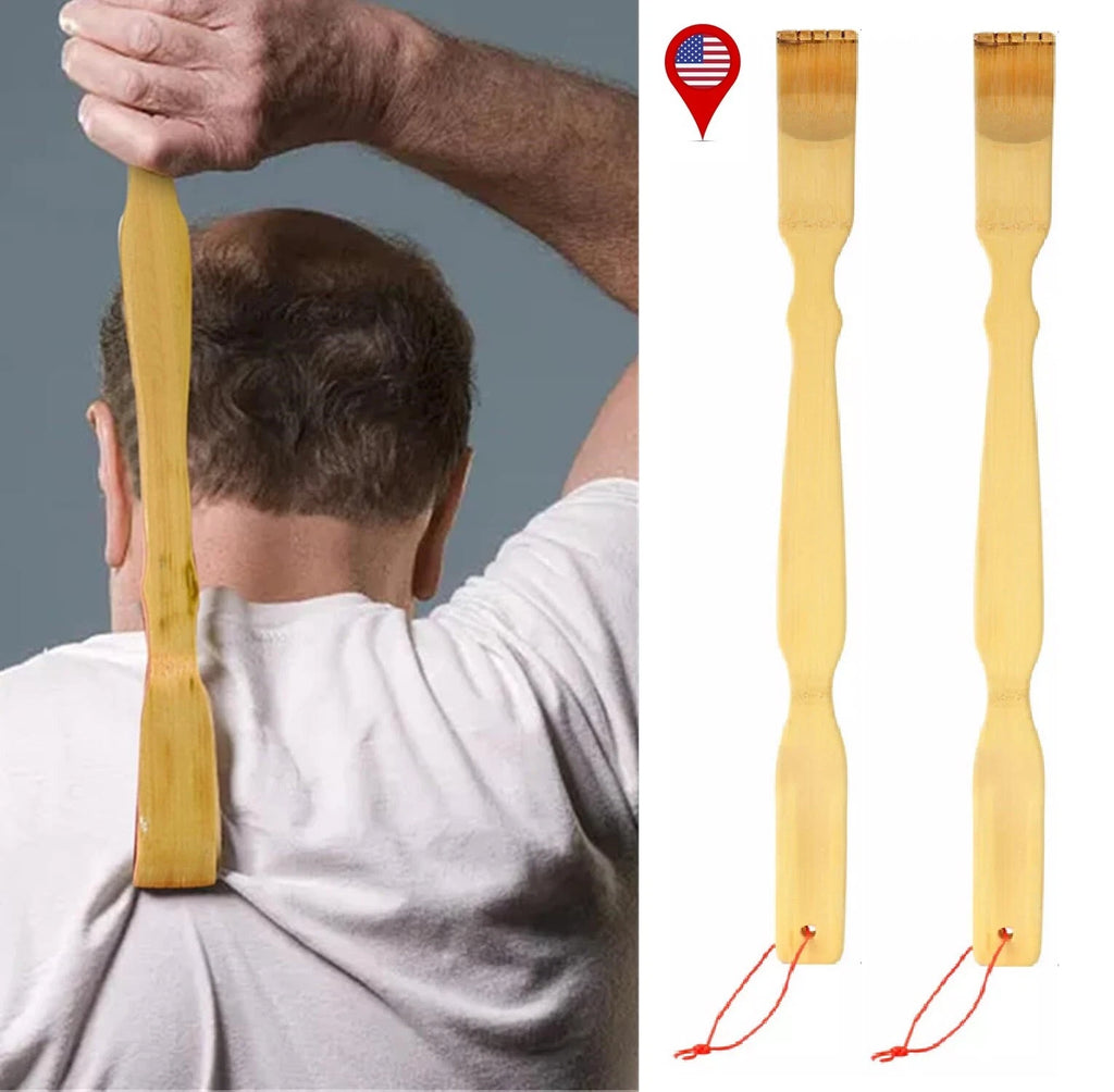 2Pcs Back Scratcher Massage Rollers Bamboo Long Reach Therapeutic Natural USA