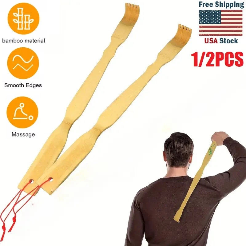 1/2PCS Bamboo Back Scratcher With Long Handle 18.3" Back Scratcher for Friends