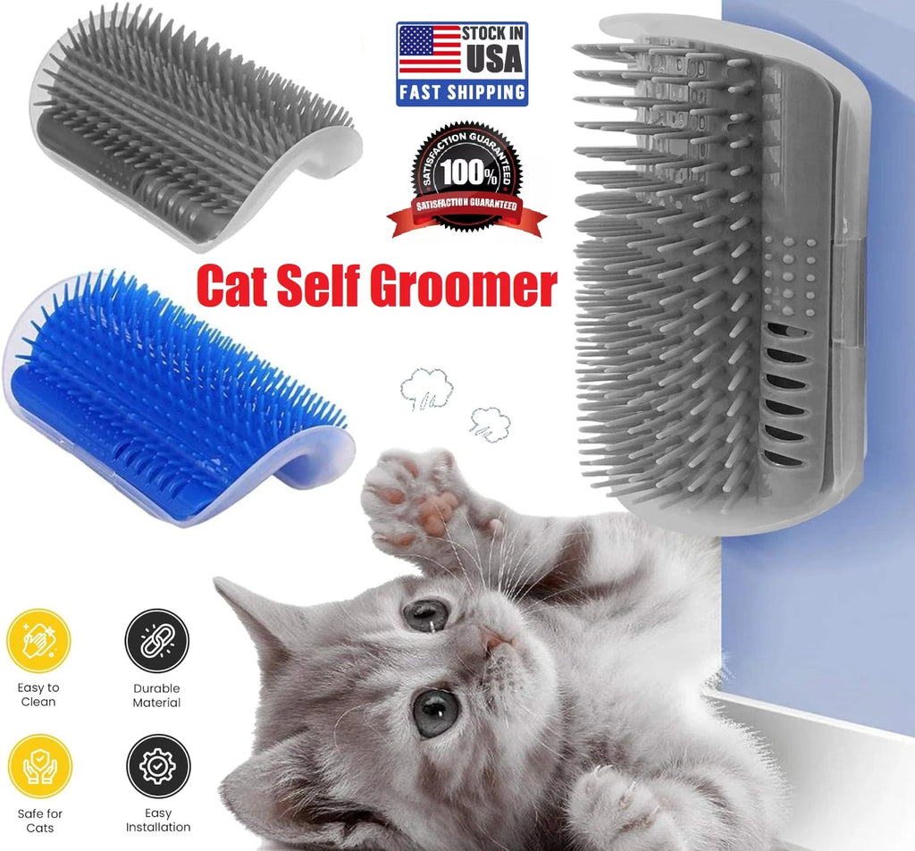 2×Cat Self Groomer with Catnip Wall Corner Massage Comb Scratcher Grooming Brush