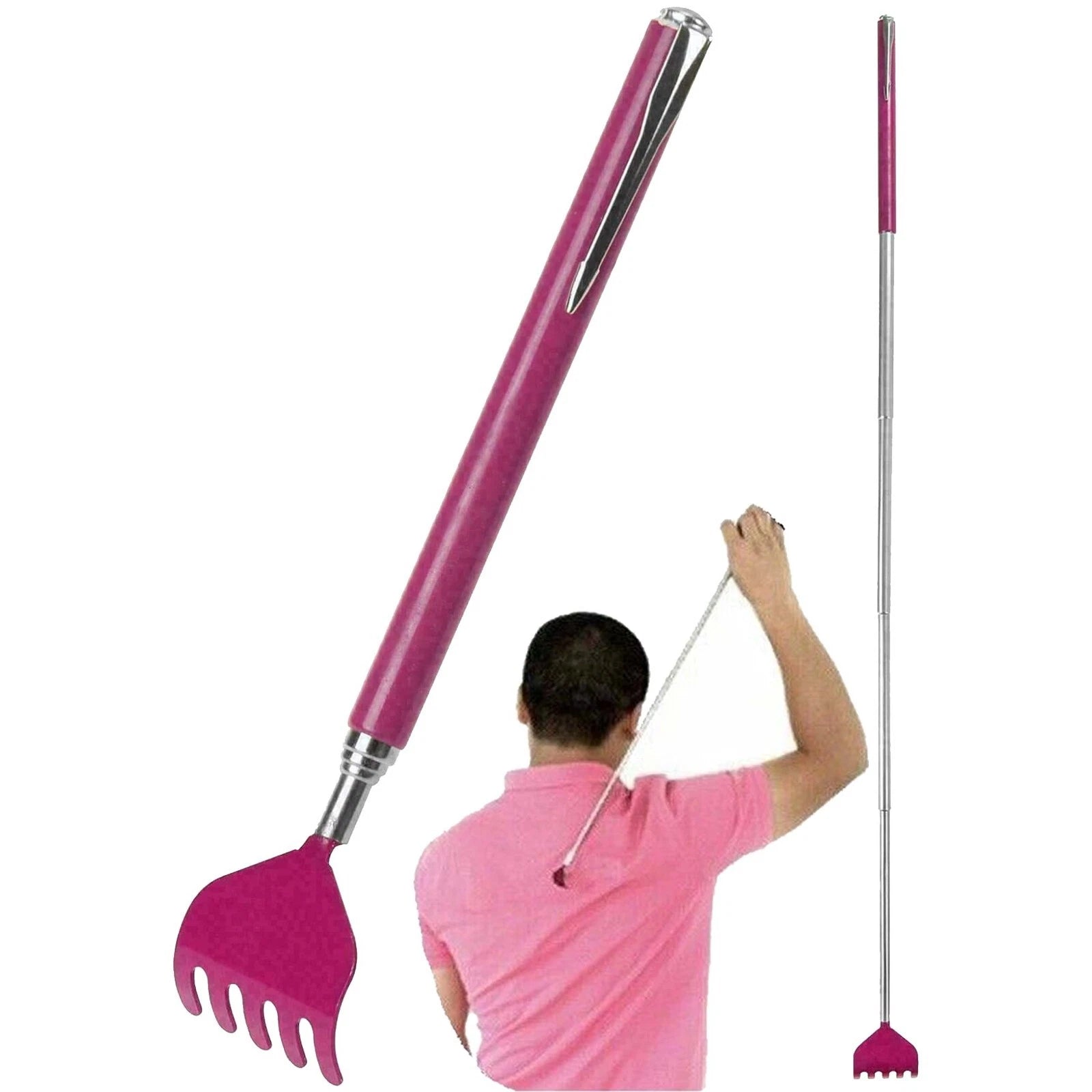 36cm Portable Extendable Back Scratcher with Handy Pen Style Pocket Clip Adults