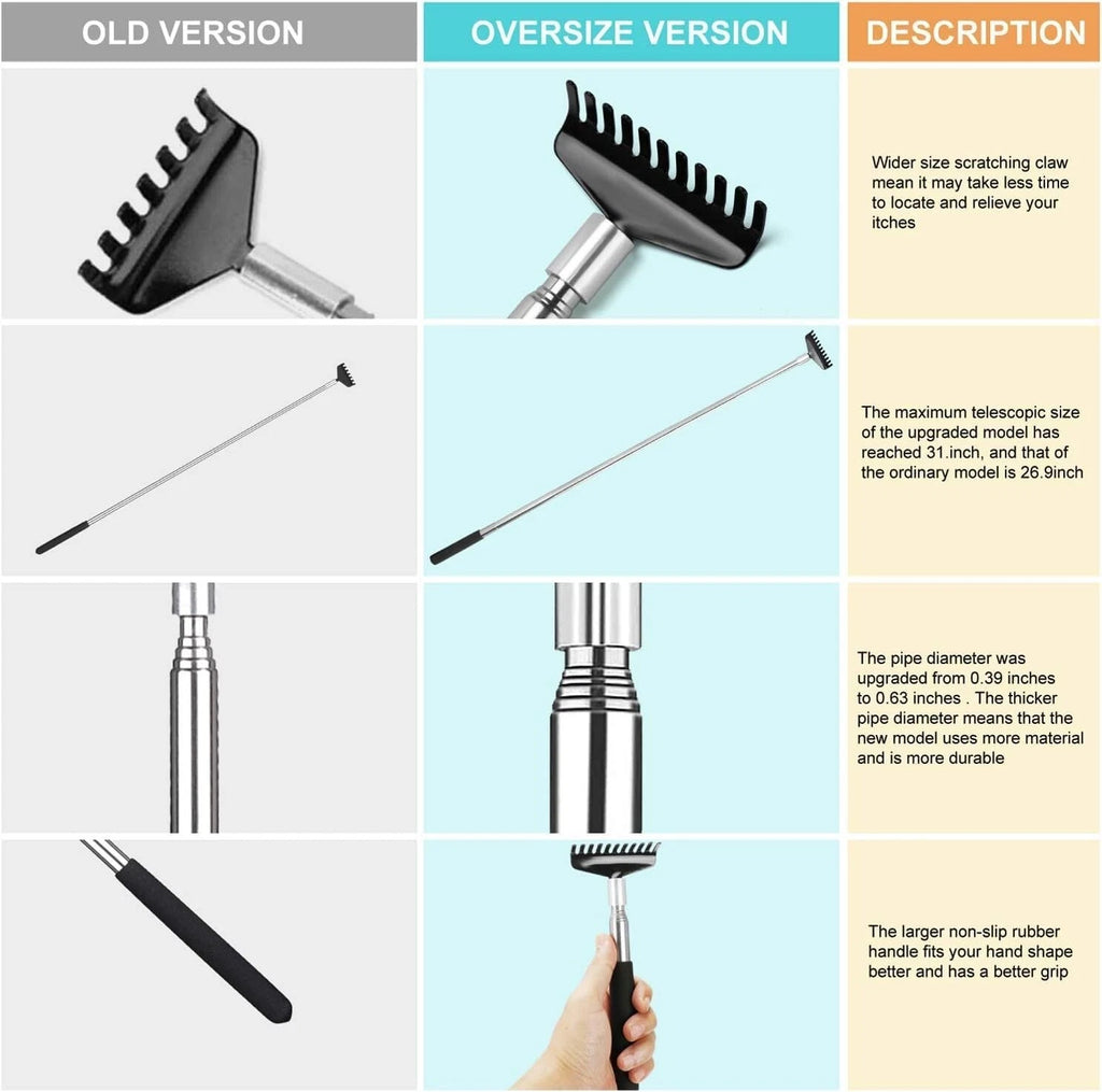 Oversized Portable Extendable Back Scratcher, Upgraded Metal Stainless Steel NEW