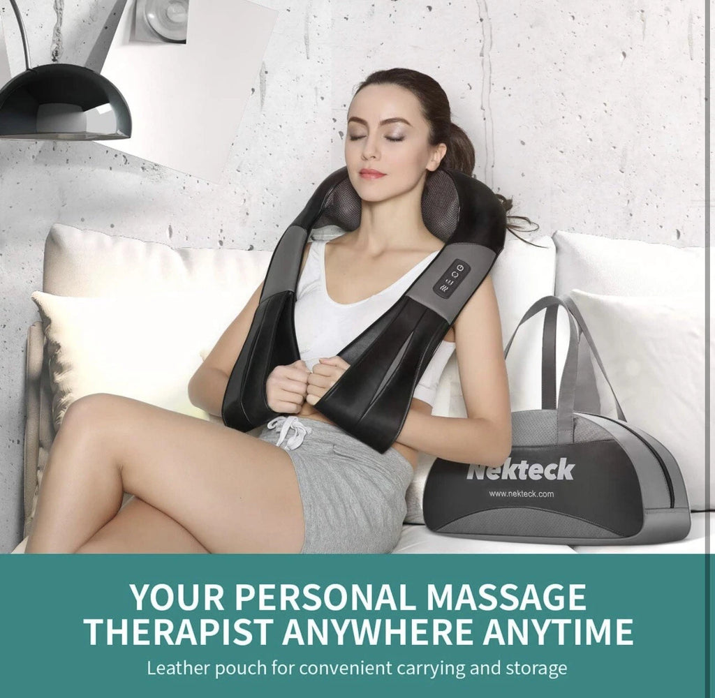 Nekteck Shiatsu Neck/Back Massager with Heat, Electric, Deep Tissue, 8 Nodes New