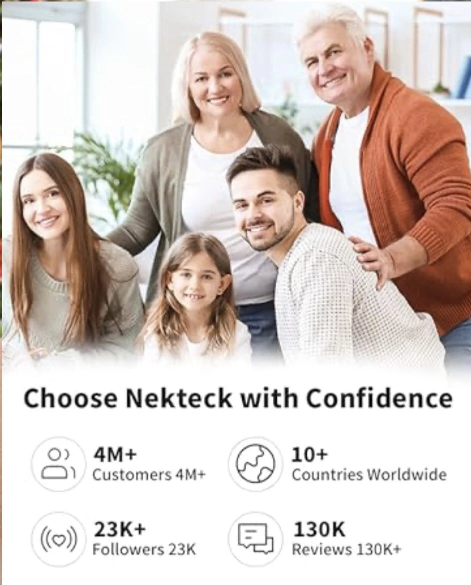 Nekteck Shiatsu Neck/Back Massager with Heat, Electric, Deep Tissue, 8 Nodes New