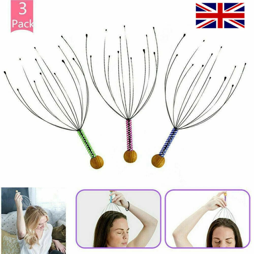 1-3X Massager Head Scratcher Scalp Octopus Therapeutic Head for Deep Relaxation.