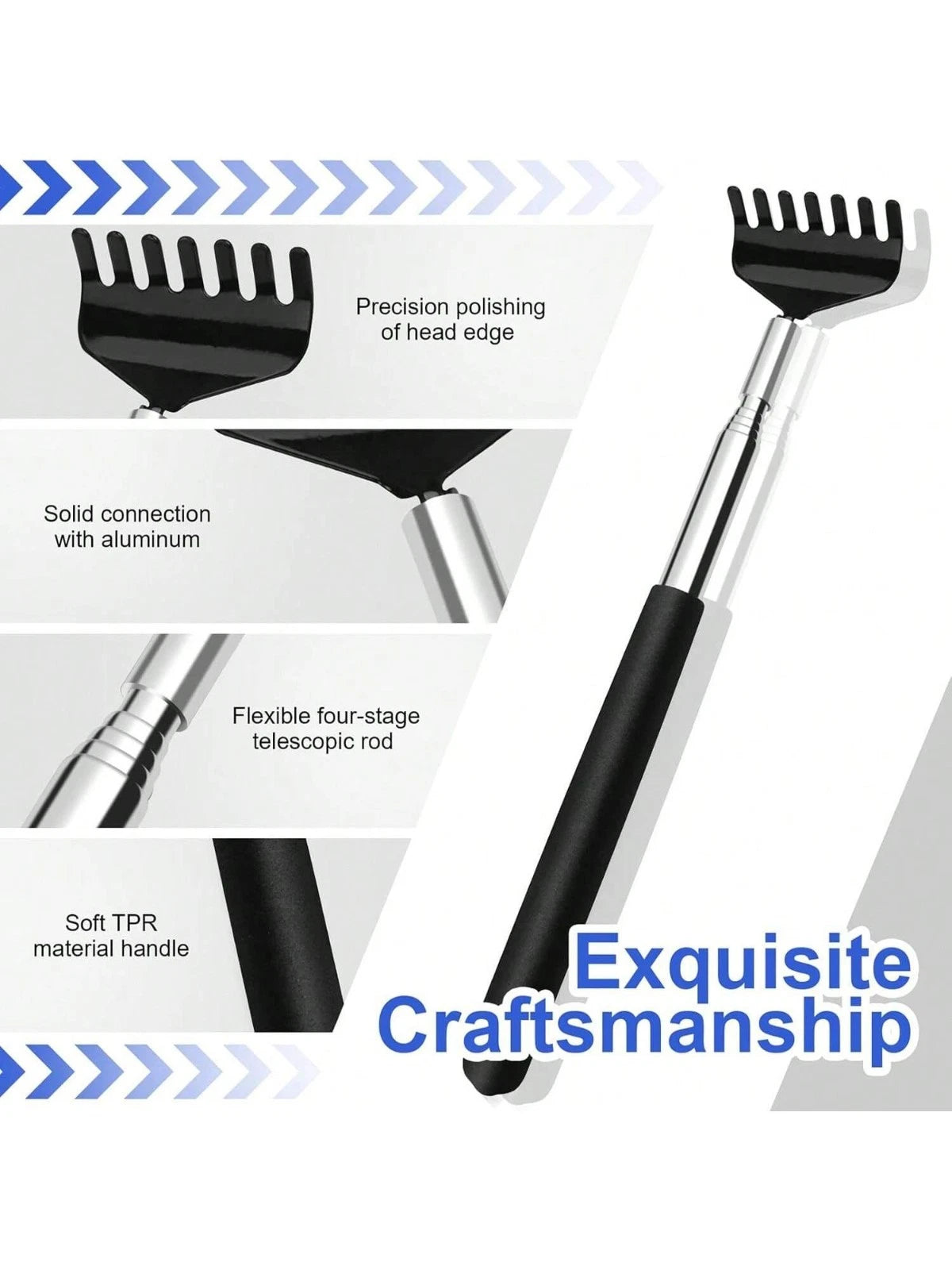 Stainless Steel Back Scratcher 1P Extendable Telescopic Itch Relief Massager NEW