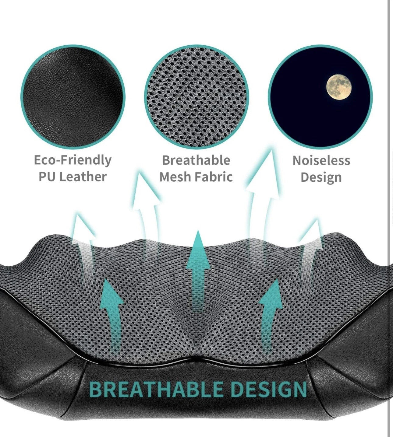 Nekteck Shiatsu Neck/Back Massager with Heat, Electric, Deep Tissue, 8 Nodes New