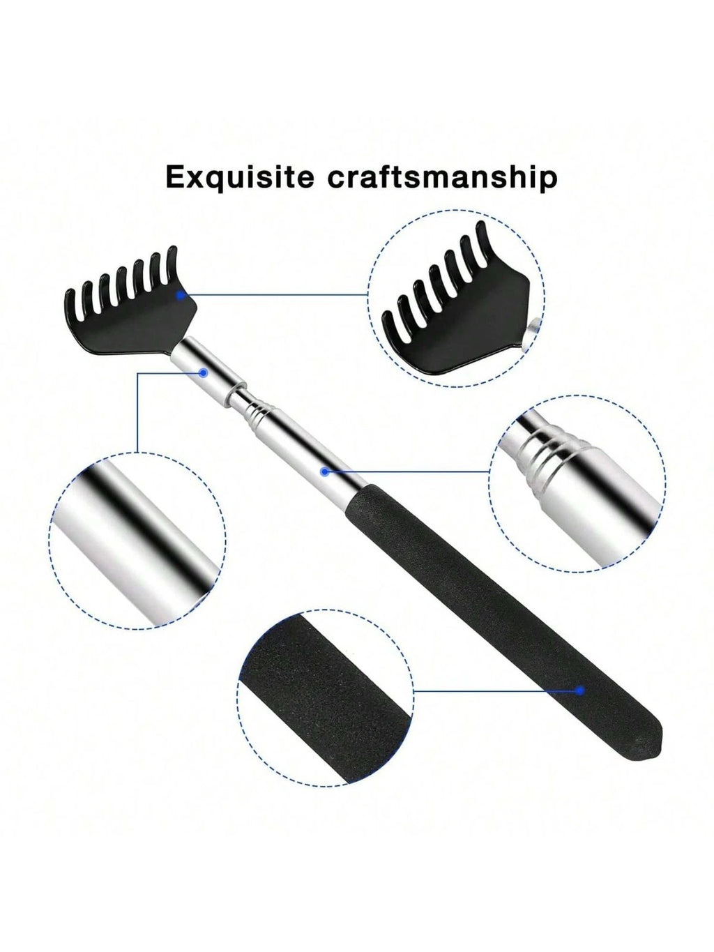 Stainless Steel Back Scratcher 1P Extendable Telescopic Itch Relief Massager NEW