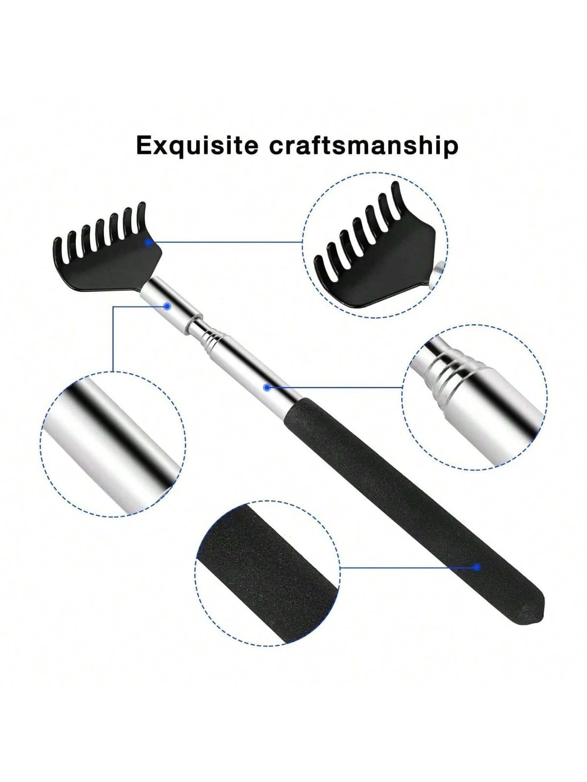 Stainless Steel Back Scratcher 1P Extendable Telescopic Itch Relief Massager NEW