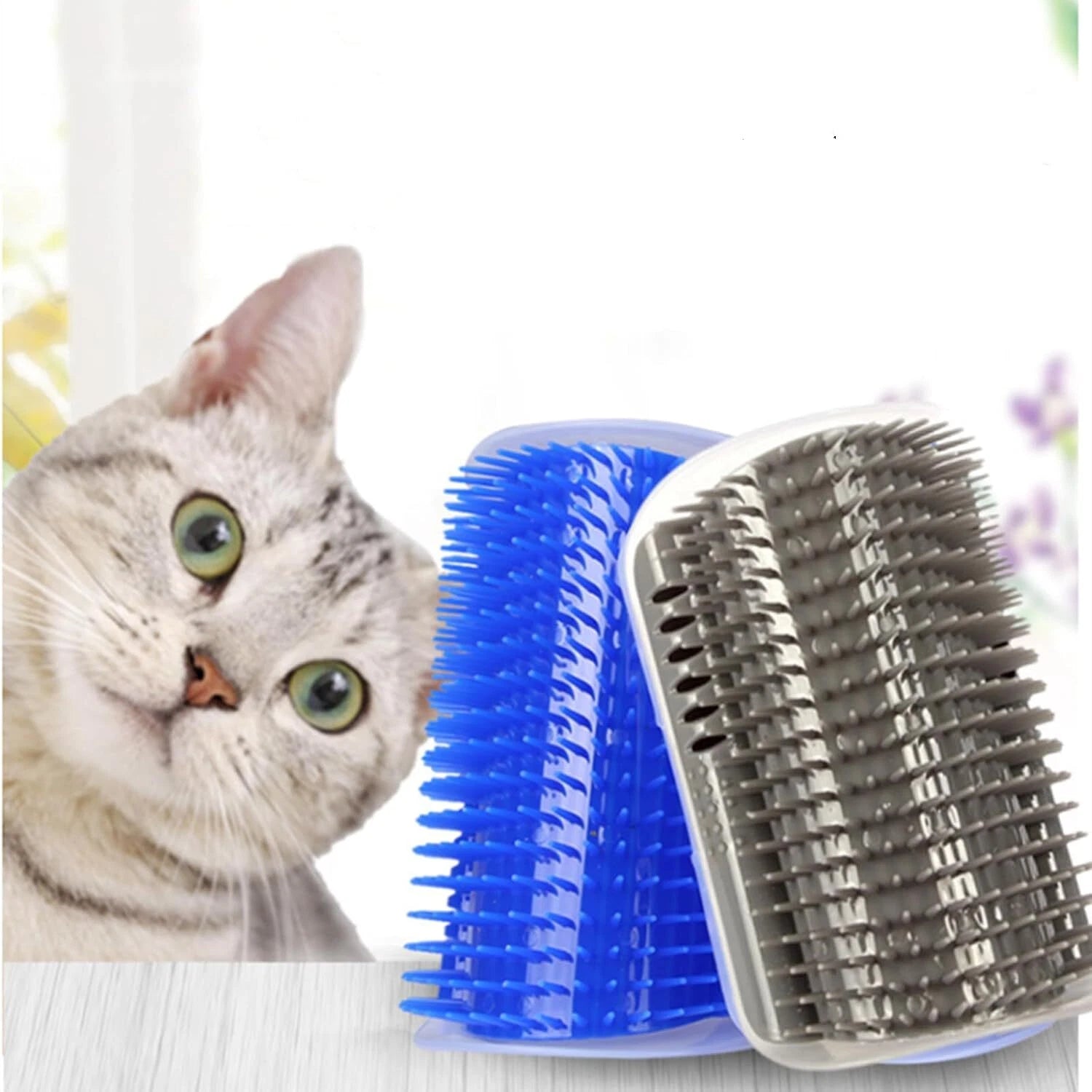 2×Cat Self Groomer with Catnip Wall Corner Massage Comb Scratcher Grooming Brush