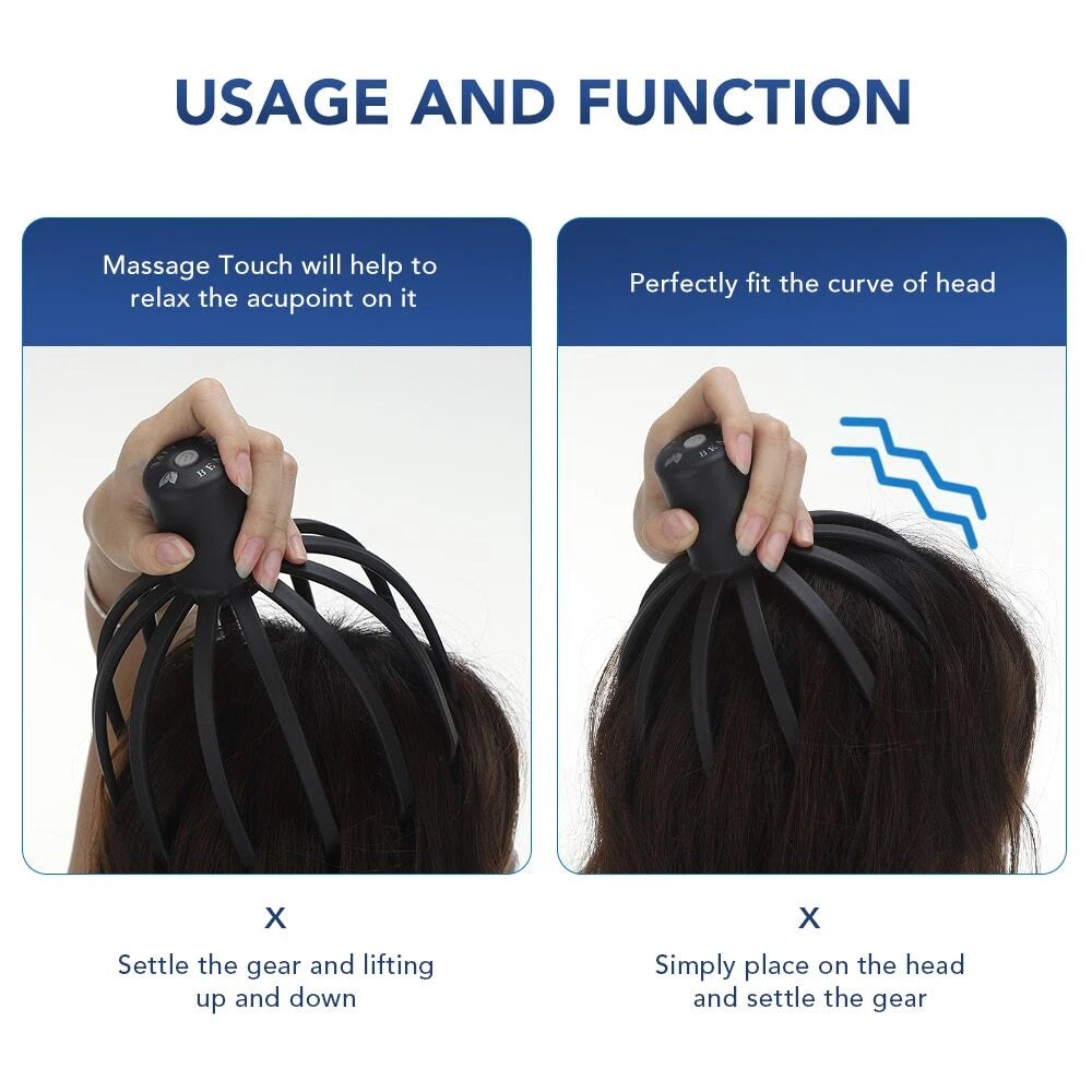 Electric Octopus Claw Scalp Massager Stress Relief Therapeutic Head Scratcher