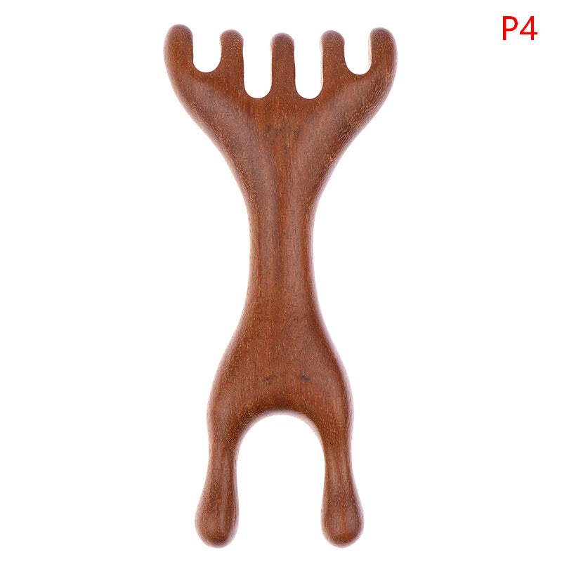 1PC Natural Golden Sandalwood Five-Claw Scalp Massager Gua Sha Tool Scratcher