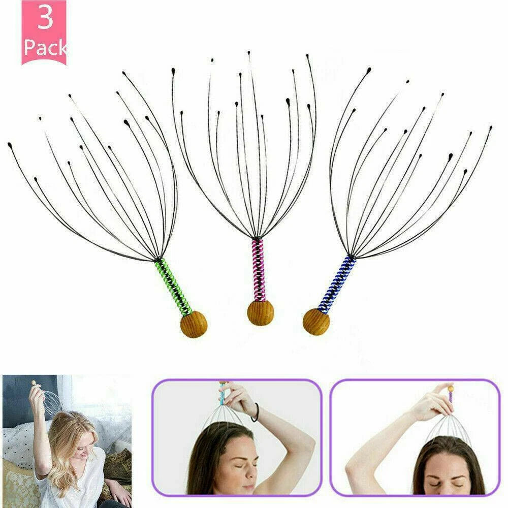 1-3 X Massager Head Scratcher Scalp Octopus Therapeutic Head for Deep Relaxation