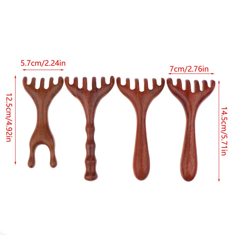 1PC Natural Golden Sandalwood Five-Claw Scalp Massager Gua Sha Tool Scratcher