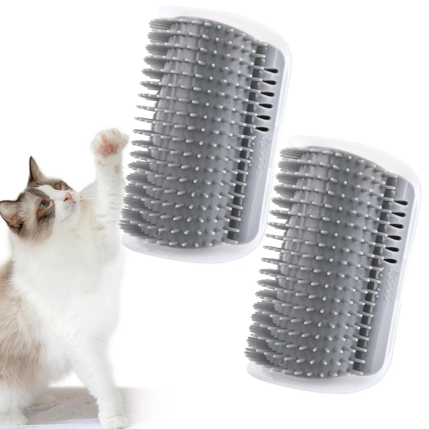 2× Cat Self Groomer w/ Catnip Wall Corner Massage Comb Scratcher Grooming Brush