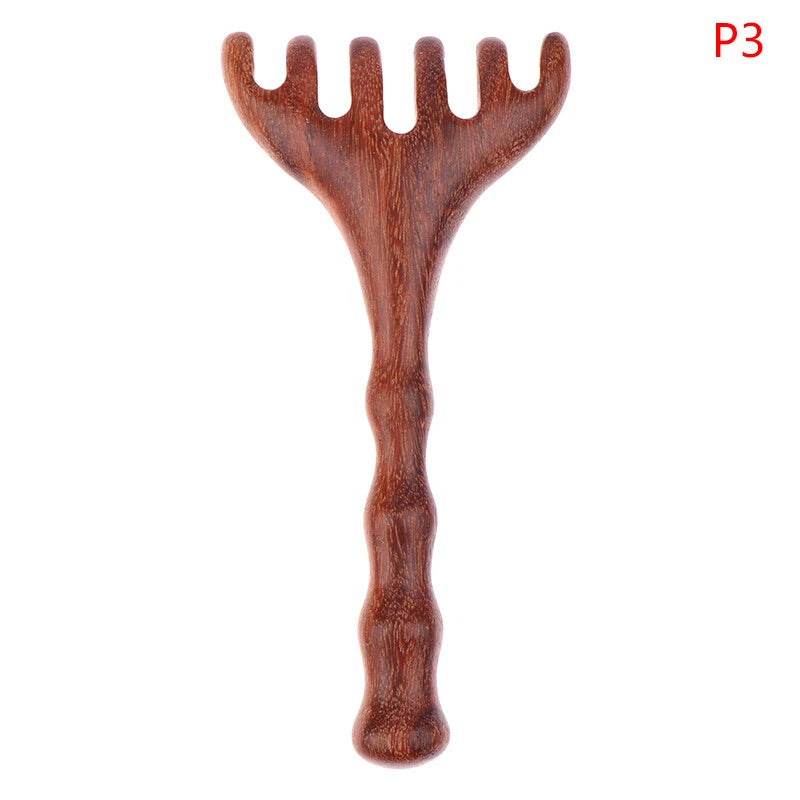 1PC Natural Golden Sandalwood Five-Claw Scalp Massager Gua Sha Tool Scratcher