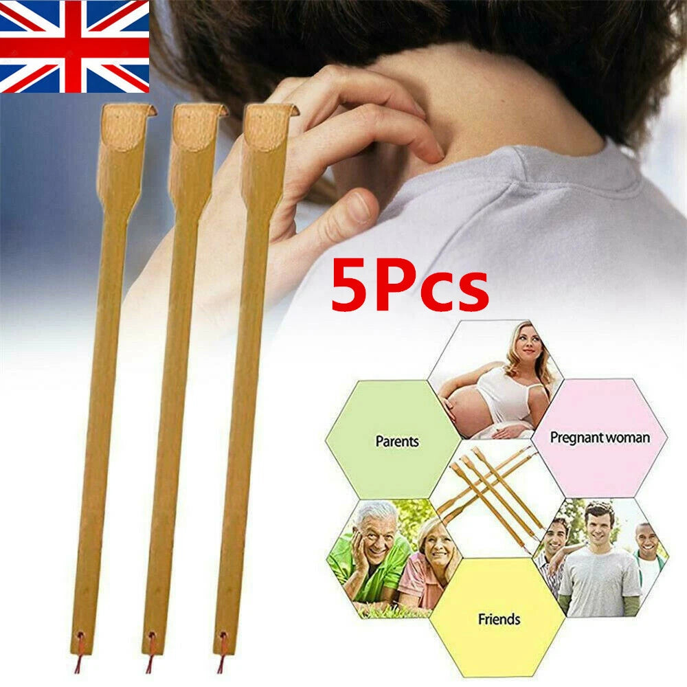 1/5Pcs Bamboo Back Scratcher Massage Rollers Massager For Self-Massagers UK