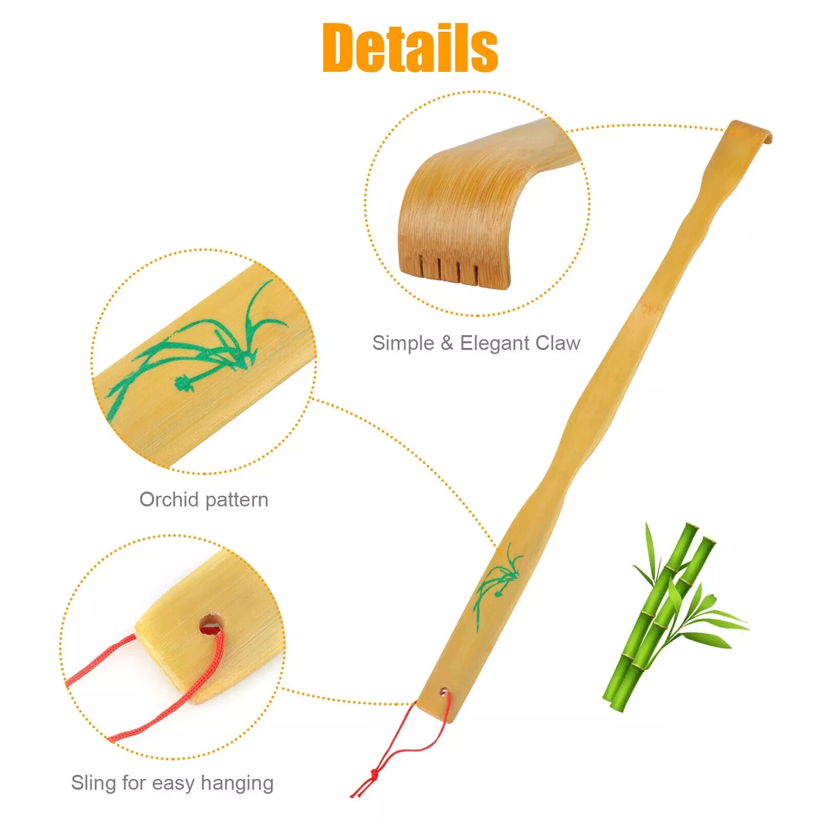 1/2PCS Bamboo Back Scratcher With Long Handle 18.3" Back Scratcher for Friends