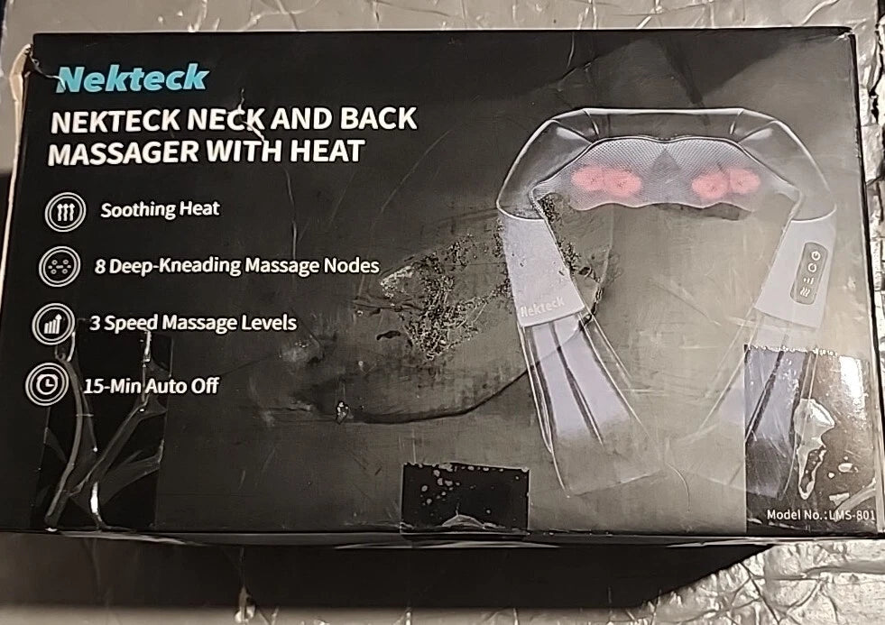 Nekteck Shiatsu Neck and Back Massager with Soothing Heat, Electric Deep Tissue