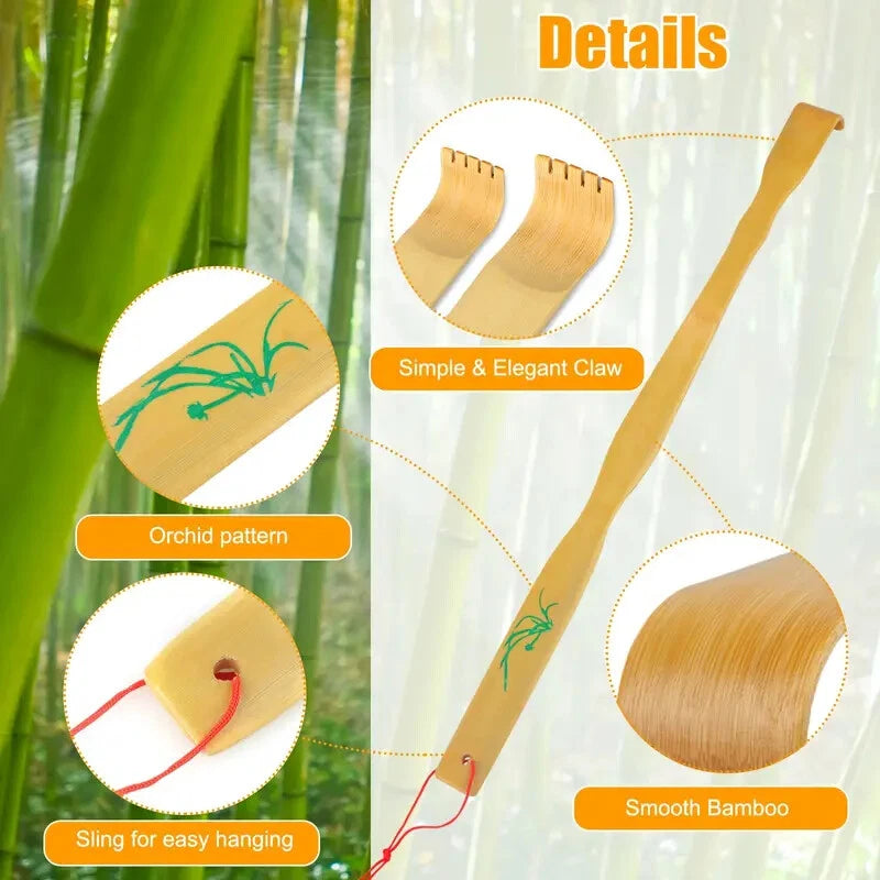1/2PCS Bamboo Back Scratcher With Long Handle 18.3" Back Scratcher for Friends