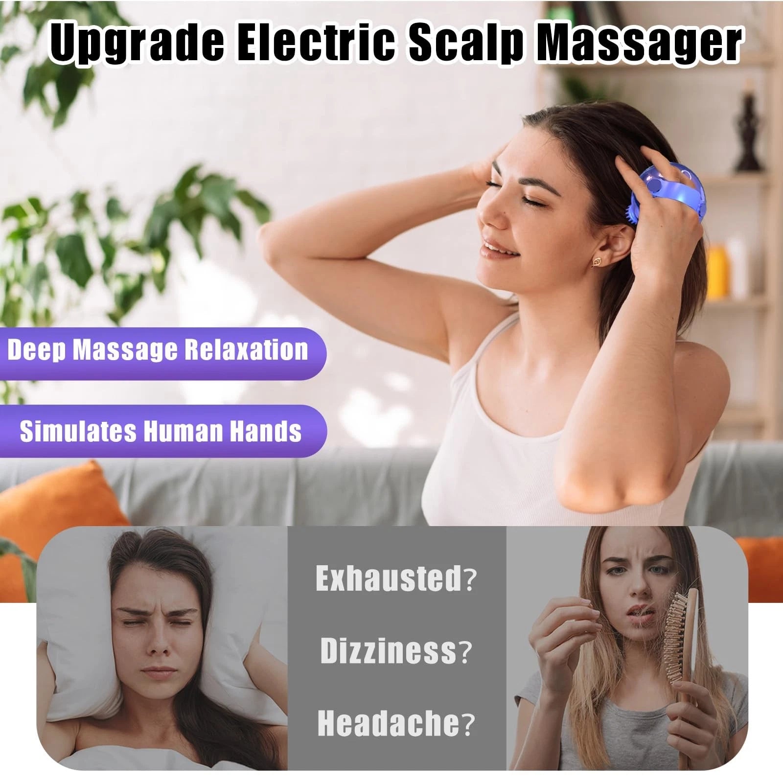 Scalp Massager Electric, Portable Scalp Massager Tool, Waterproof Head Massag...