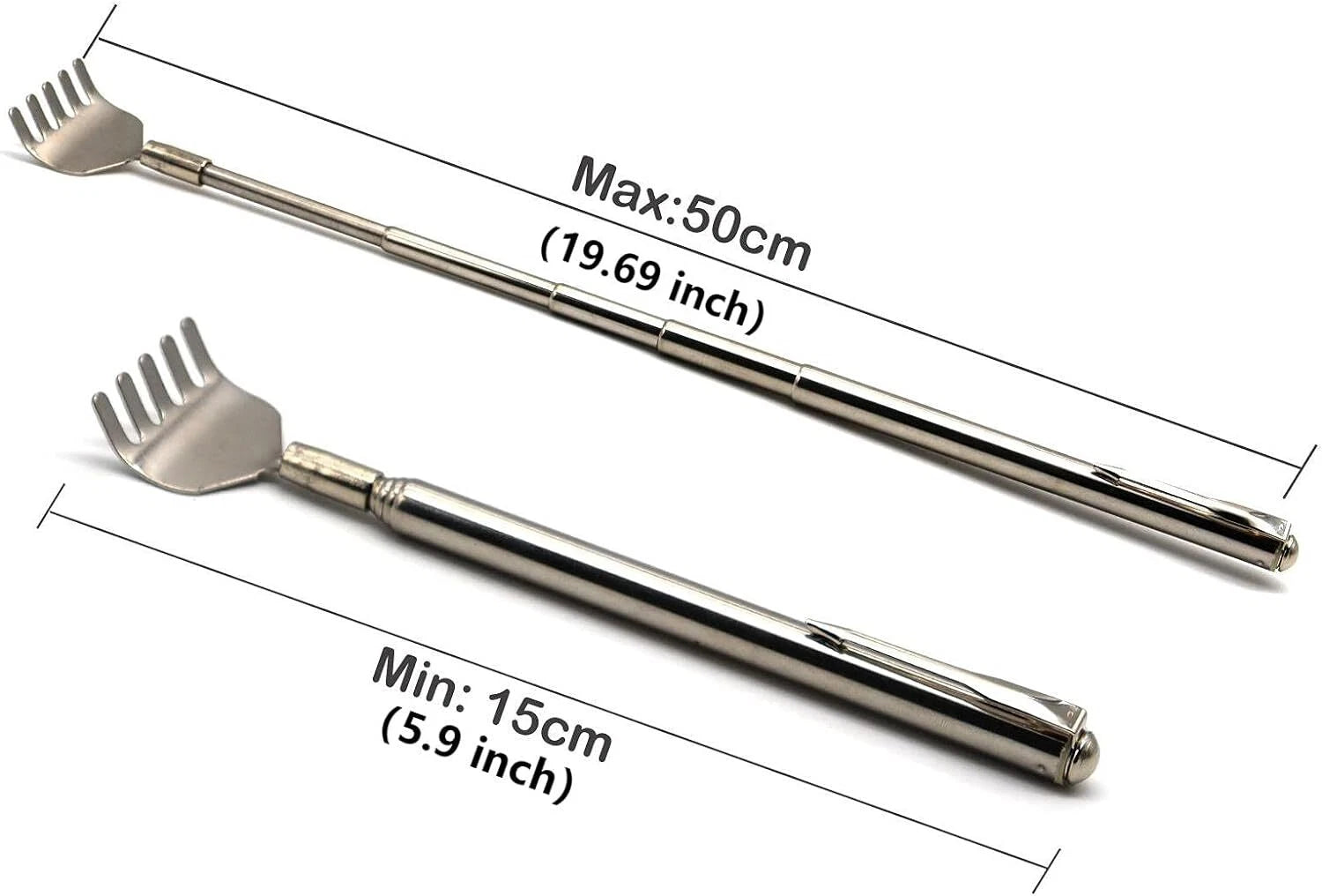 Metal Stainless Steel Back Scratcher Telescopic Extendable Claw Extender US