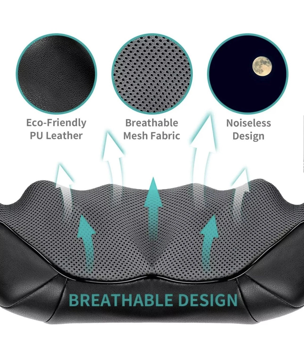 Nekteck Shiatsu Neck/Back Massager with Heat, Electric, Deep Tissue, 8 Nodes New