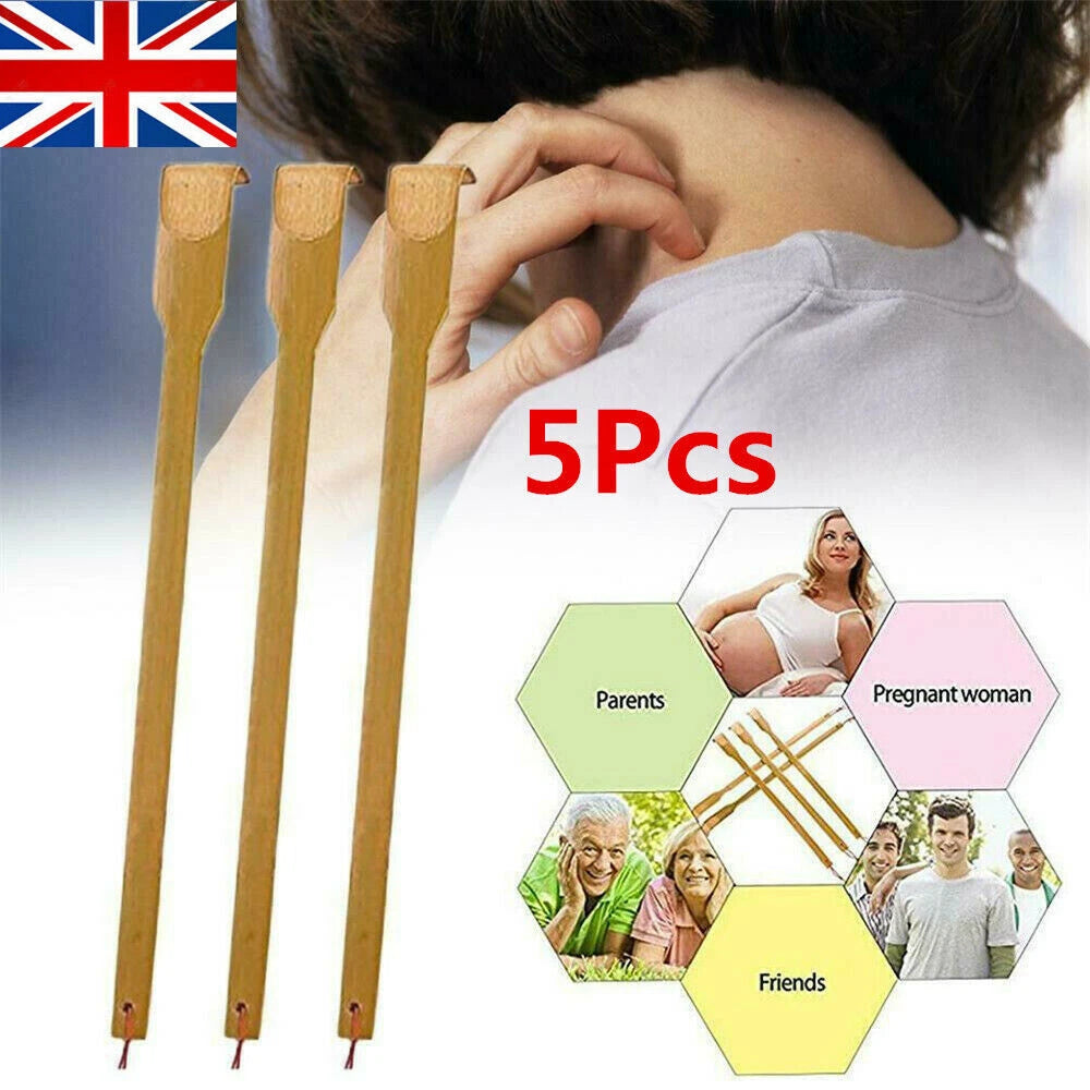 5Pcs Natural Bamboo Back Scratcher Long Reach Pick Itch Relief Tool Portable UK