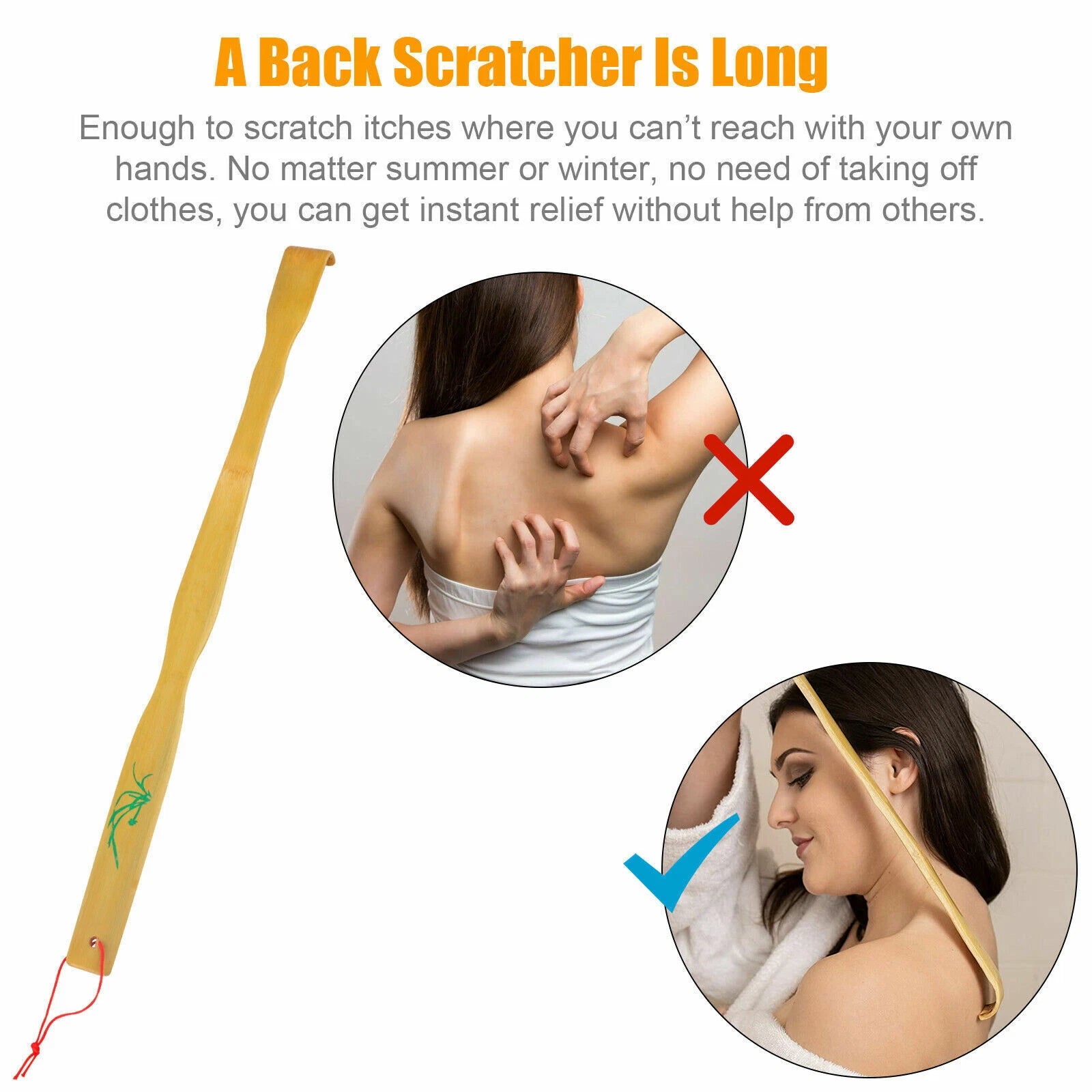 5Pcs Natural Bamboo Back Scratcher Long Reach Pick Itch Relief Tool Portable UK