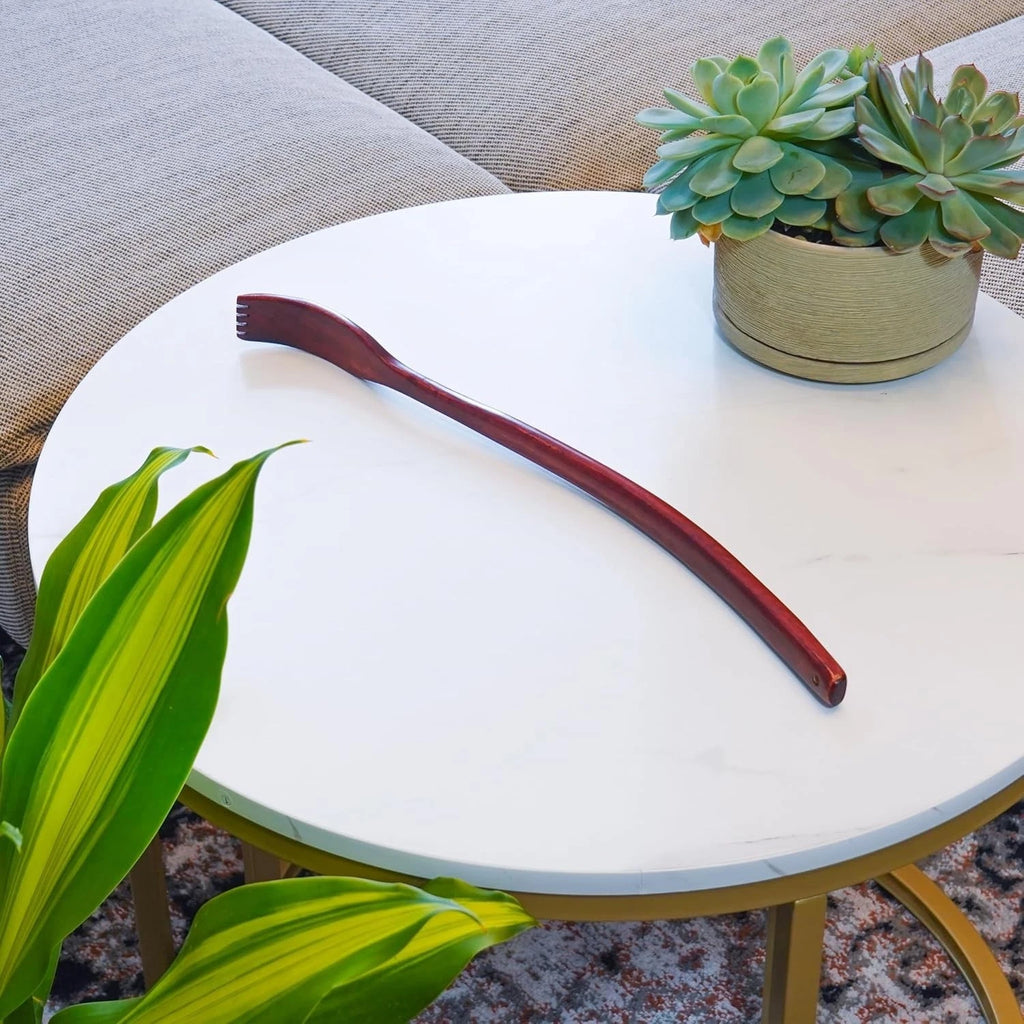 "Oversized Wooden Back Scratcher: 18'' Extended Curved Handle for Better Reach,