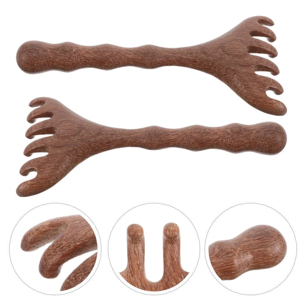 8 pcs Wooden Head Massager Comb Wide Tooth Gua Sha Tool Wood Hair Scratcher