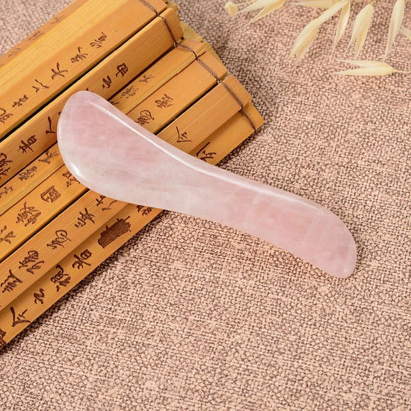 Rose Quartz Crystal GuaSha Facial Roller+Body Gua Sha Board Massager Tool Set