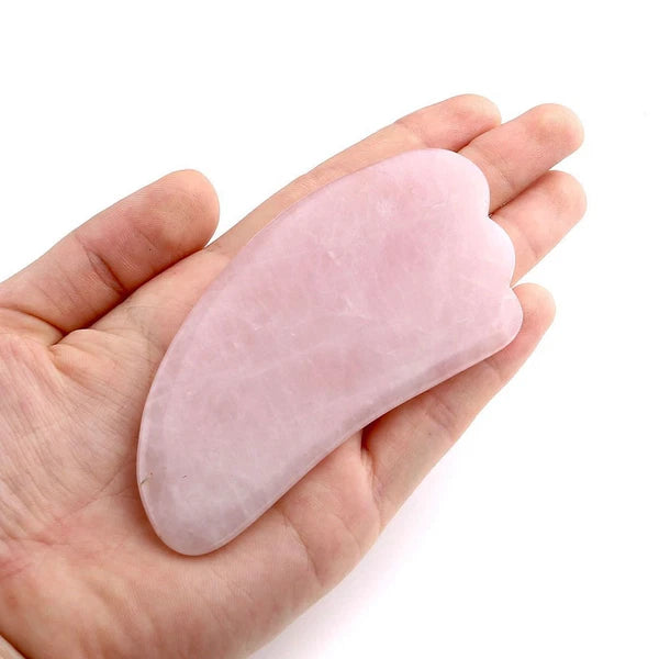 Rose Quartz Crystal GuaSha Facial Roller+Body Gua Sha Board Massager Tool Set