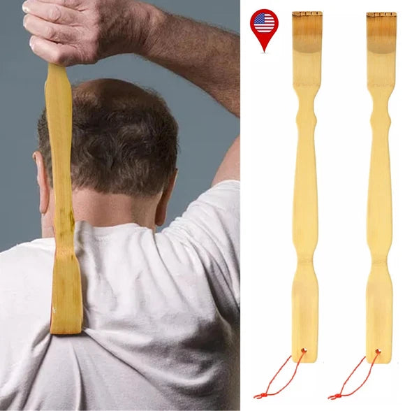 2Pcs Back Scratcher Massage Rollers Bamboo Long Reach Therapeutic Natural USA