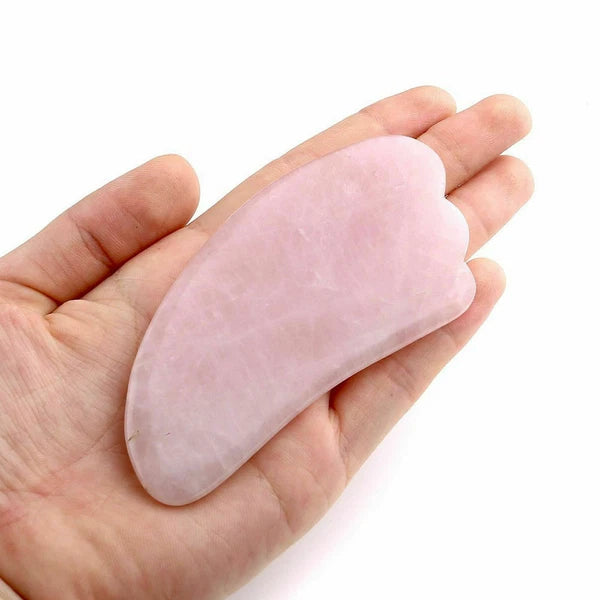Rose Quartz Crystal GuaSha Facial Roller+Body Gua Sha Board Massager Tool Set