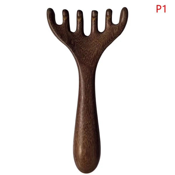 1PC Natural Golden Sandalwood Five-Claw Scalp Massager Gua Sha Tool Scratcher