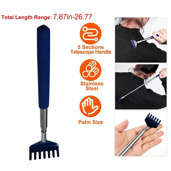 Portable Extended Back Scraper Stainless Steel Telescopic Back Scraper Tickle#