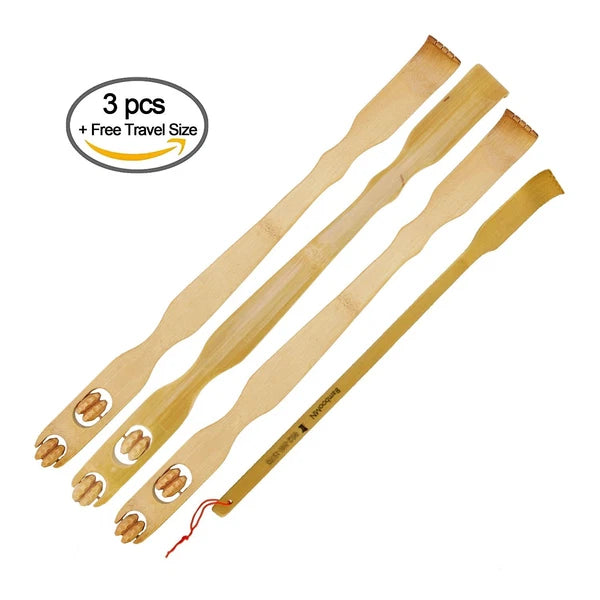 Bamboo Backscatcher with Massage Roller Handle + Shoe Horn Bamboo Minnesota