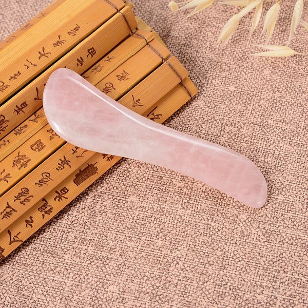 Rose Quartz Crystal GuaSha Facial Roller+Body Gua Sha Board Massager Tool Set