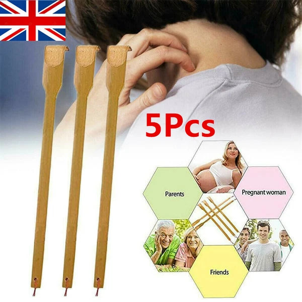 1/5Pcs Bamboo Back Scratcher Massage Rollers Massager For Self-Massagers UK