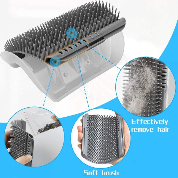 2×Cat Self Groomer with Catnip Wall Corner Massage Comb Scratcher Grooming Brush