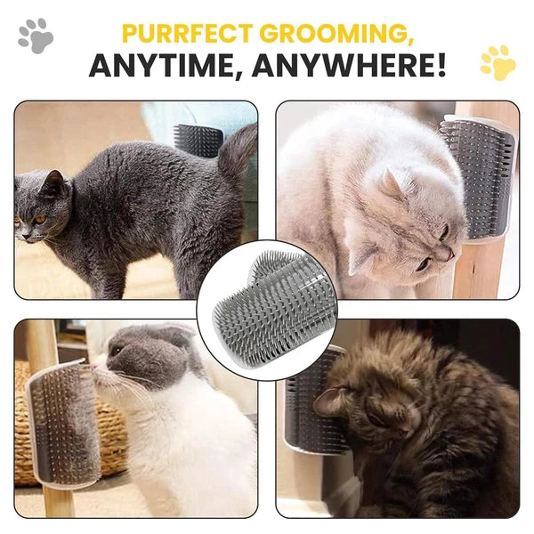 2× Cat Self Groomer w/ Catnip Wall Corner Massage Comb Scratcher Grooming Brush