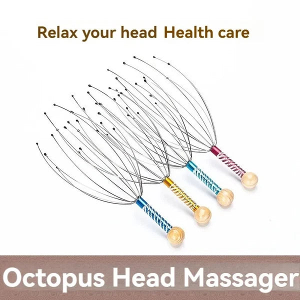 Octopus Head Massager Stainless Steel Scalp Scratcher Brain Relaxer Itch Relief