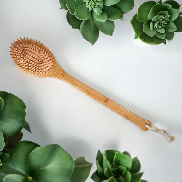 Long Handle Bamboo Body Massage Brush with Bamboo Bristles