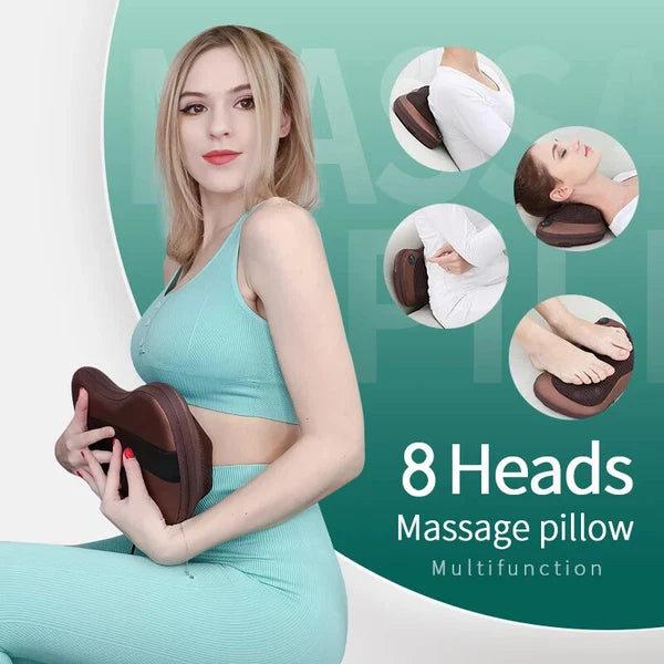 Head Massager Car Home Cervical Shiatsu Massage Neck Back Waist Body Pillow