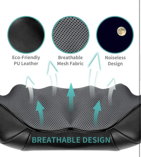 Nekteck Shiatsu Neck/Back Massager with Heat, Electric, Deep Tissue, 8 Nodes New