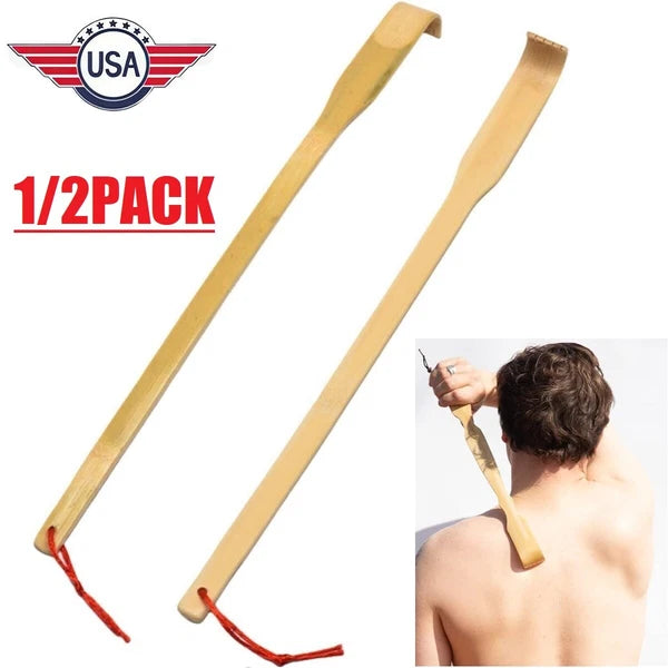 2Pcs Back Scratcher Massage Rollers Bamboo Long Reach Therapeutic Natural USA
